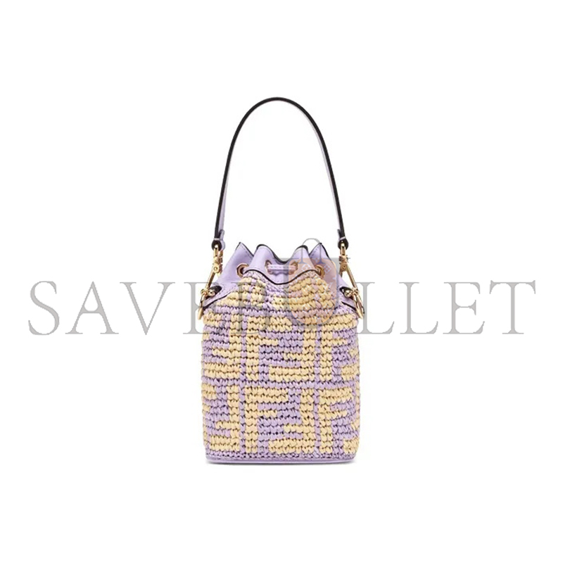 FENDI MINI MON TRESOR LOGO BUCKET BAG ANEMONE PURPLE 8BS010AD6JF1C6U (18*12*10cm)